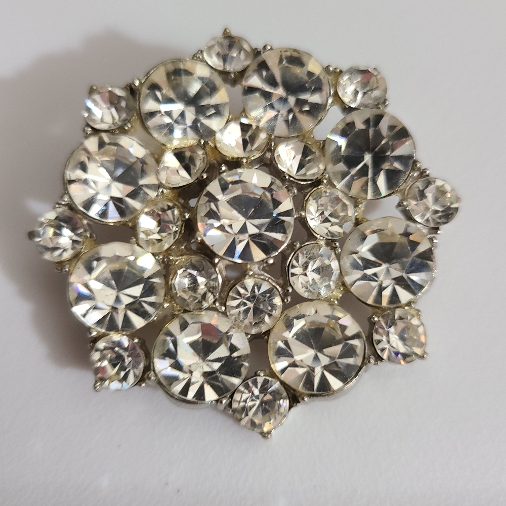 SOLD ! Vintage Big brooch weiss juliana Austria Rhinestones silver pin estate - Picture 1 of 5
